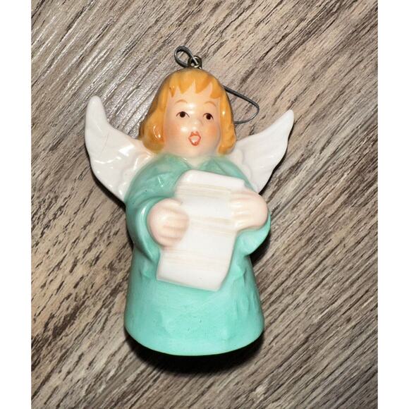 Goebel Angel🎄 Bell Ornament - Vintage Hand-Painted Christmas Decor Green - Picture 3 of 5